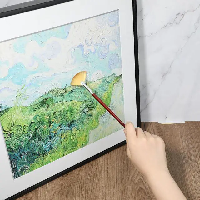 Alt view image 7 of 7 - 6 Pieces Artist Fan Paint Brush Set,Professional Acrylic Paint Brushes with Nylon Hair DIY Craft Long Wood Handle for Acrylic Watercolor Oil Gouche Painting Rock Painting
