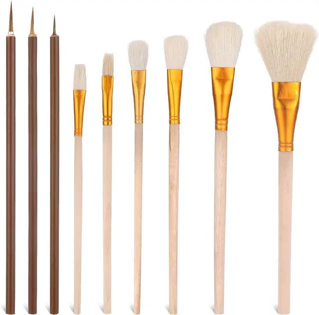 Main image of 9 Pack Pottery Glaze Brushes Ceramic Brush Set, Glaze Brushes for Pottery, Watercolor Paintbrush for Acrylic Painting, Blending Mop Brushes for Oil Pottery Art Painting