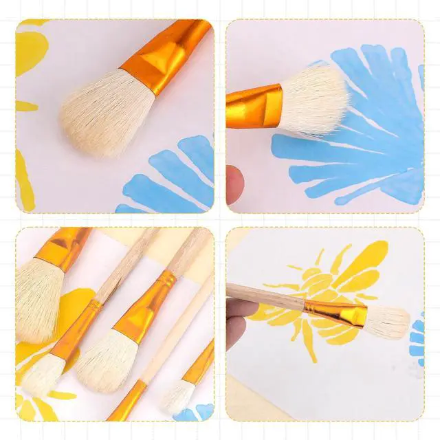 Alt view image 3 of 7 - 9 Pack Pottery Glaze Brushes Ceramic Brush Set, Glaze Brushes for Pottery, Watercolor Paintbrush for Acrylic Painting, Blending Mop Brushes for Oil Pottery Art Painting