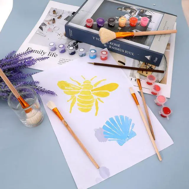 Alt view image 4 of 7 - 9 Pack Pottery Glaze Brushes Ceramic Brush Set, Glaze Brushes for Pottery, Watercolor Paintbrush for Acrylic Painting, Blending Mop Brushes for Oil Pottery Art Painting