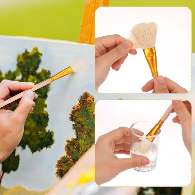 Alt view image 6 of 7 - 9 Pack Pottery Glaze Brushes Ceramic Brush Set, Glaze Brushes for Pottery, Watercolor Paintbrush for Acrylic Painting, Blending Mop Brushes for Oil Pottery Art Painting