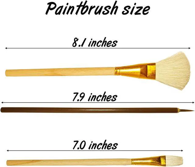 Alt view image 4 of 4 - 7 Pcs Pottery Glaze Brushes, Brush for Acrylic Painting, Watercolor Wool Paintbrush Set, Blending Brush with Wooden Handle for Students, Adults, Kids