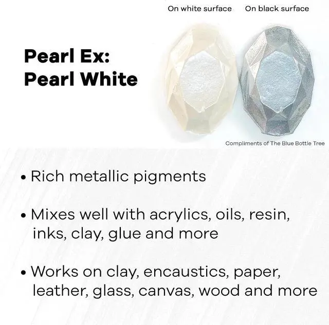 Alt view image 2 of 7 - Jacquard Pearl Ex Pigment Powder 0.75 oz Pearl White - Loose Mica Powder for Epoxy Resin, Watercolors, Calligraphy Ink & Clay - Epoxy Pigment Powder - Epoxy Resin Color