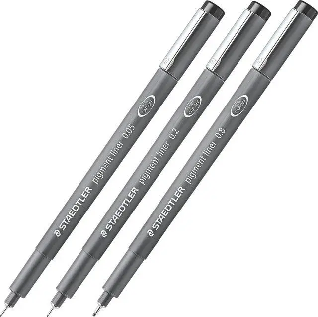 Alt view image 3 of 7 - Staedtler Pigment Liner Pack, Black, 3 Pens, Assorted Line Widths 0.05mm/0.2mm/0.8mm, 308-9SBK3