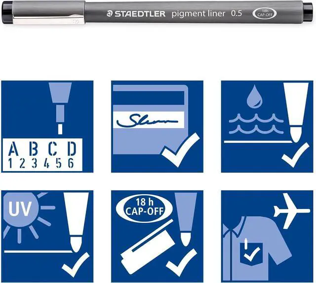 Alt view image 4 of 7 - Staedtler Pigment Liner Pack, Black, 3 Pens, Assorted Line Widths 0.05mm/0.2mm/0.8mm, 308-9SBK3