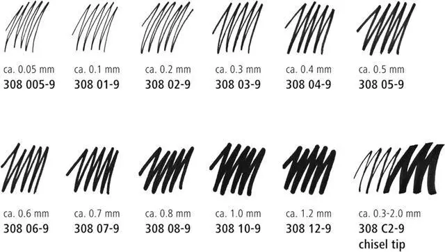 Alt view image 5 of 7 - Staedtler Pigment Liner Pack, Black, 3 Pens, Assorted Line Widths 0.05mm/0.2mm/0.8mm, 308-9SBK3