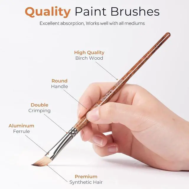 Alt view image 3 of 7 - Nicpro 12pcs Paint Brush Set,Craft Paint Brushes for Acrylic & Oil Painting