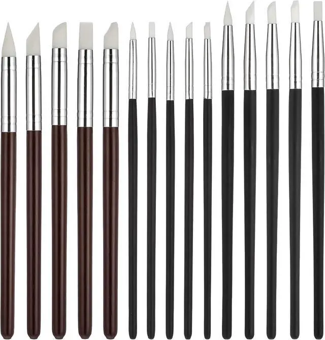 Main image of 15 Pcs Silicone Paint Brush 5 Shapes Head Silicone Brushes for Crafts Rubber Paint Pens Flexible Clay Carving Tools for Sculpting Handicraft Pottery Handicraft Nail Art Artwork Acrylic Paints Gouache