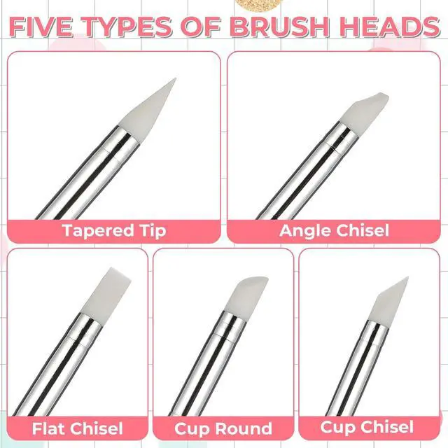Alt view image 4 of 7 - 15 Pcs Silicone Paint Brush 5 Shapes Head Silicone Brushes for Crafts Rubber Paint Pens Flexible Clay Carving Tools for Sculpting Handicraft Pottery Handicraft Nail Art Artwork Acrylic Paints Gouache