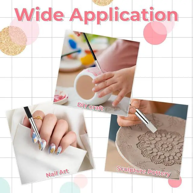 Alt view image 5 of 7 - 15 Pcs Silicone Paint Brush 5 Shapes Head Silicone Brushes for Crafts Rubber Paint Pens Flexible Clay Carving Tools for Sculpting Handicraft Pottery Handicraft Nail Art Artwork Acrylic Paints Gouache