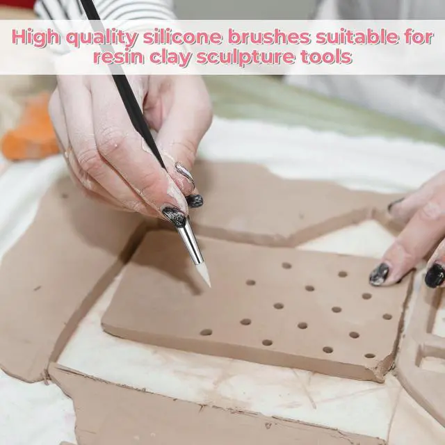 Alt view image 6 of 7 - 15 Pcs Silicone Paint Brush 5 Shapes Head Silicone Brushes for Crafts Rubber Paint Pens Flexible Clay Carving Tools for Sculpting Handicraft Pottery Handicraft Nail Art Artwork Acrylic Paints Gouache