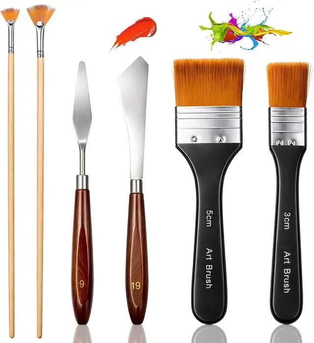 Main image of 6 Pieces Palette Knife Set Painting Knife Oil Paint Brush and Knife-Set Paintbrush Fan Brushes Set Palette Knives for Oil Paint Acrylic-Painting Artist Gifts