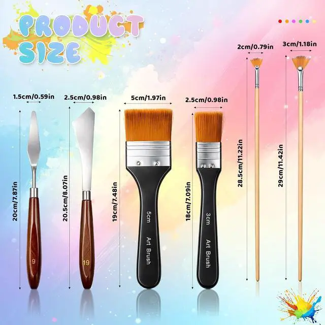 Alt view image 2 of 7 - 6 Pieces Palette Knife Set Painting Knife Oil Paint Brush and Knife-Set Paintbrush Fan Brushes Set Palette Knives for Oil Paint Acrylic-Painting Artist Gifts