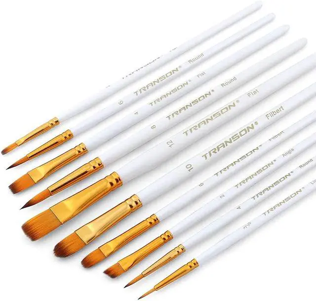 Alt view image 5 of 7 - Transon 20pcs Artist Painting Brush Set for Acrylic Watercolor Gouache Hobby Craft Face Rock Painting White