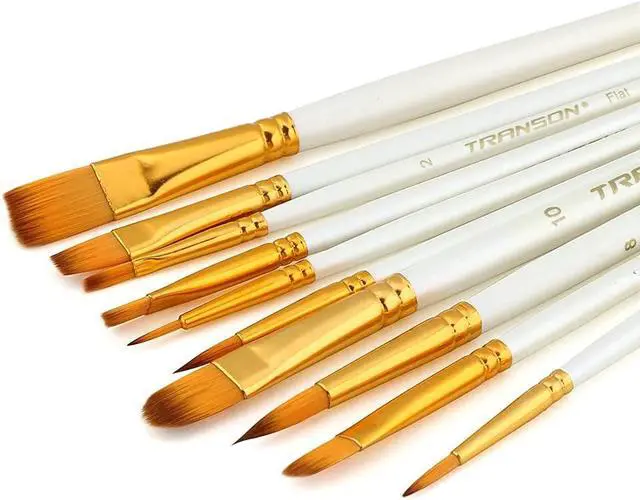 Alt view image 6 of 7 - Transon 20pcs Artist Painting Brush Set for Acrylic Watercolor Gouache Hobby Craft Face Rock Painting White