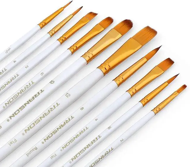 Alt view image 7 of 7 - Transon 20pcs Artist Painting Brush Set for Acrylic Watercolor Gouache Hobby Craft Face Rock Painting White