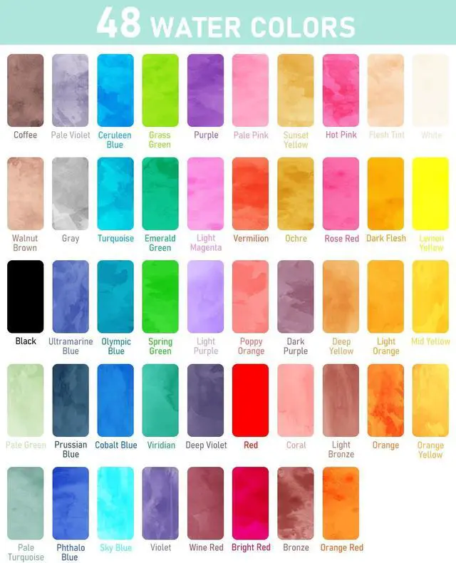 Alt view image 3 of 6 - Nicpro Watercolor Paint Set, 48 Water Colors Kit with 3 Painting Brushes, Palette, Watercolor Pen, Non-toxic Painting Supplies for Kids, Adults, Students, Beginners and Artists