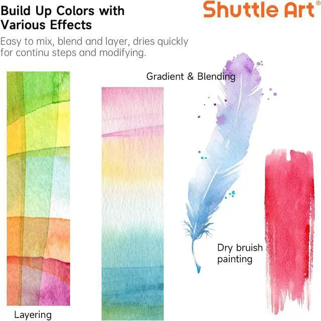 Alt view image 4 of 7 - Shuttle Art Watercolor Paint Set, 48 Colors Watercolor Paint Pan Set with 3 Paint Brushes for Beginners, Artists, Kids & Adults for Painting, Journaling, Calligraphy Practice