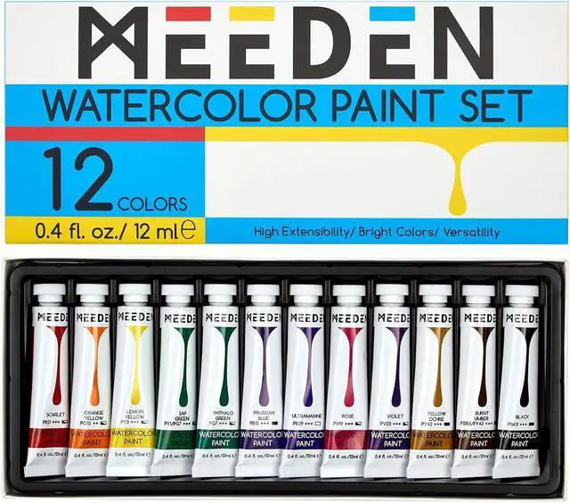 Main image of MEEDEN Watercolor Paint Tubes Set: 12 x 12ml (0.4 oz) Colors Painting Set