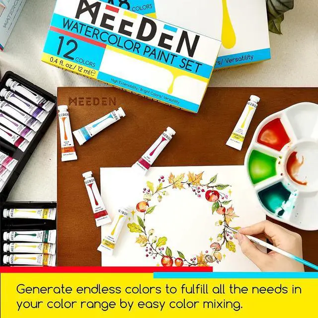 Alt view image 6 of 6 - MEEDEN Watercolor Paint Tubes Set: 12 x 12ml (0.4 oz) Colors Painting Set
