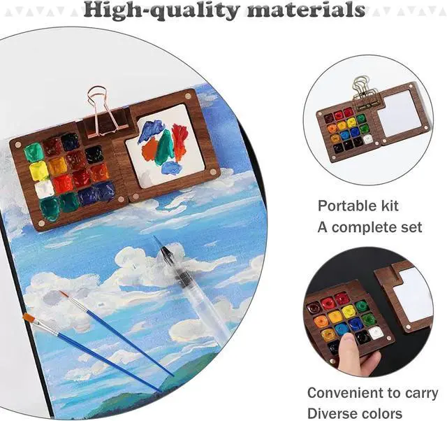 Alt view image 4 of 7 - EVOCKAY Mini Watercolor Paint Set Portable Watercolor Kit for Adults Travel Watercolors Paint with Sketchbook Mixing Palette and Drawing Pad Perfect for On The Go Creativity and Art Exploration
