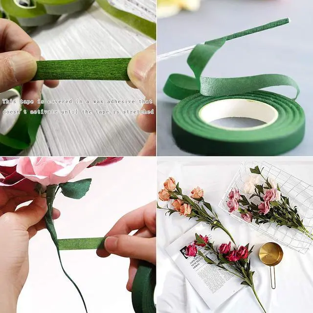 Alt view image 3 of 6 - zYoung 4 Rolls Floral Tape 1/2inch Flower Tape Dark Green Floral Tape for Bouquets Floral Arranging Stem Wrap Craft