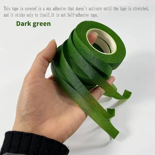 Alt view image 4 of 6 - zYoung 4 Rolls Floral Tape 1/2inch Flower Tape Dark Green Floral Tape for Bouquets Floral Arranging Stem Wrap Craft