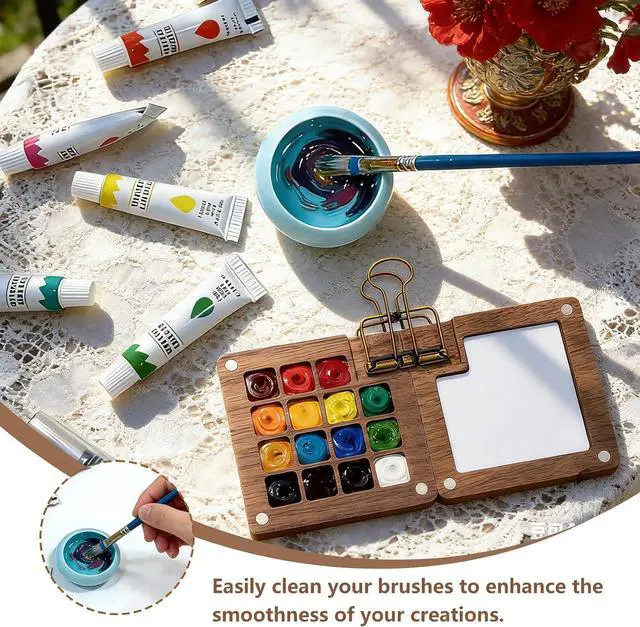 Alt view image 7 of 7 - EVOCKAY Mini Watercolor Paint Set Portable Watercolor Kit for Adults Travel Watercolors Paint with Sketchbook Mixing Palette and Drawing Pad Perfect for On The Go Creativity and Art Exploration