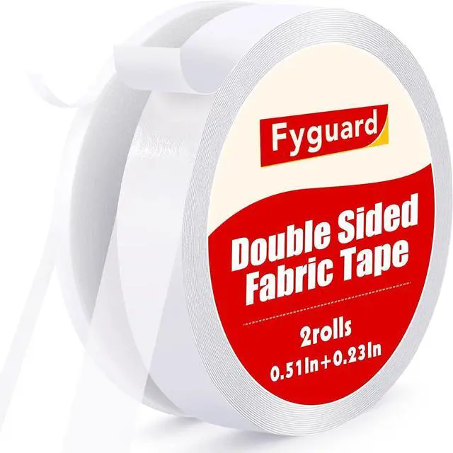 Main image of 2 Rolls Double Sided Fabric Tape, 0.51In +0.23In Hem Tape, No Sew No Iron