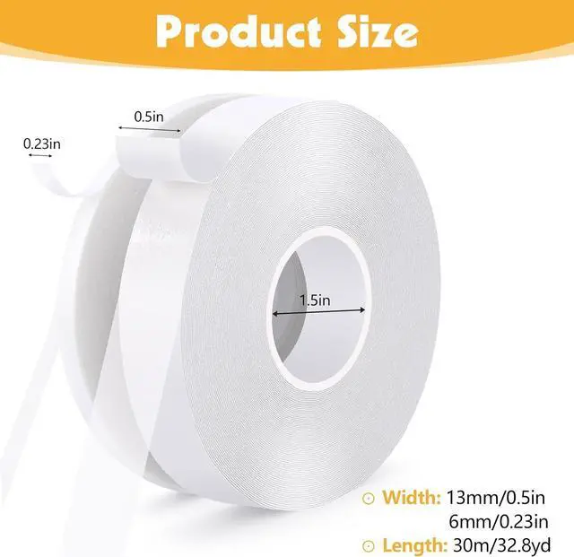 Alt view image 2 of 7 - 2 Rolls Double Sided Fabric Tape, 0.51In +0.23In Hem Tape, No Sew No Iron