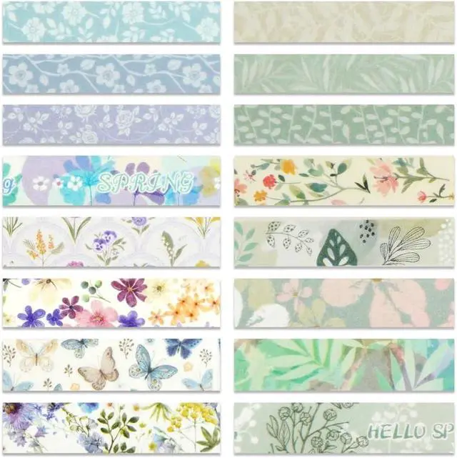 Alt view image 2 of 7 - Floral Washi Tape 16 Rolls,Flower Spring Decorative Paper Sticker
