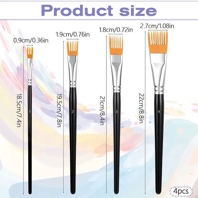 Alt view image 2 of 7 - 4Pcs Grainer Brush, Professional Artist Paintbrushes for Acrylic Painting