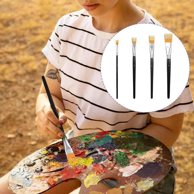 Alt view image 4 of 7 - 4Pcs Grainer Brush, Professional Artist Paintbrushes for Acrylic Painting