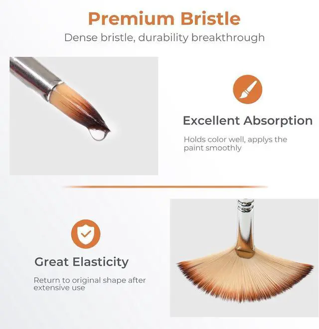 Alt view image 4 of 7 - Nicpro 12pcs Paint Brush Set,Craft Paint Brushes for Acrylic & Oil Painting