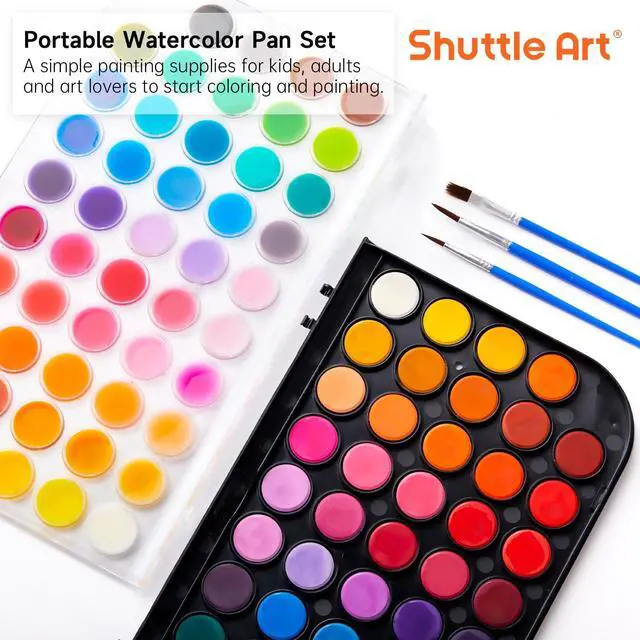 Alt view image 3 of 7 - Shuttle Art 58 Pack Watercolor Paint Set, 48 Colors Watercolor Pan with 10 Paint Brushes for Beginners, Artists, Kids & Adults to Water Color Paint, Bullet Journal, Calligraphy Practice