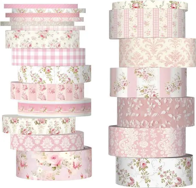 Main image of Colarr 21 Rolls Watercolor Floral Washi Tape Set 6 Yard Spring Flower Decorative Masking Tape for Craft DIY Arts Scrapbook Journaling Supplies Gift Wrapping, 3 Sizes (Roses)