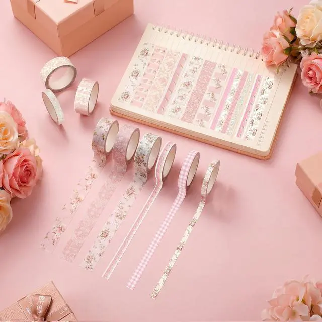 Alt view image 4 of 7 - Colarr 21 Rolls Watercolor Floral Washi Tape Set 6 Yard Spring Flower Decorative Masking Tape for Craft DIY Arts Scrapbook Journaling Supplies Gift Wrapping, 3 Sizes (Roses)