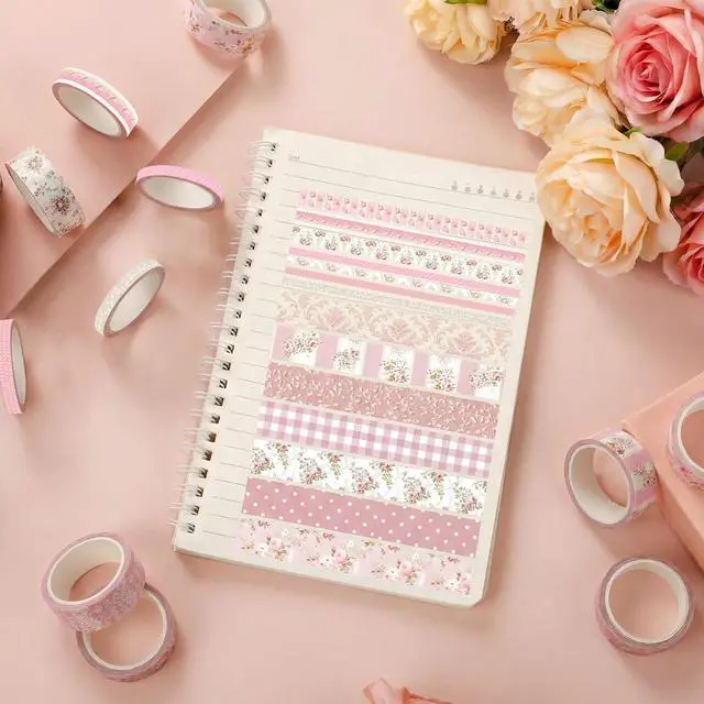 Alt view image 5 of 7 - Colarr 21 Rolls Watercolor Floral Washi Tape Set 6 Yard Spring Flower Decorative Masking Tape for Craft DIY Arts Scrapbook Journaling Supplies Gift Wrapping, 3 Sizes (Roses)