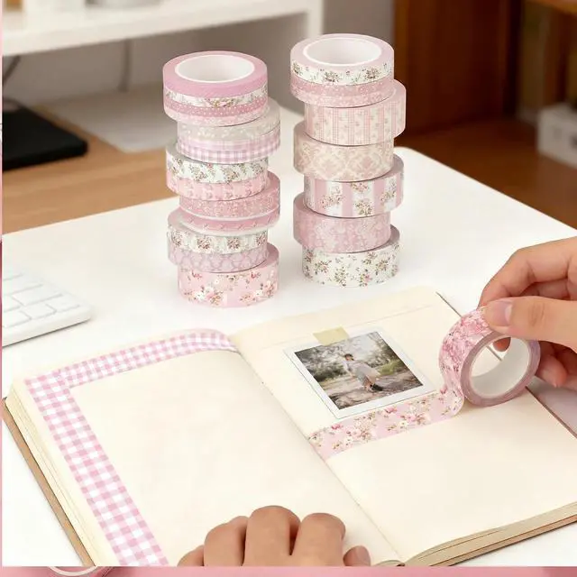 Alt view image 3 of 7 - Colarr 21 Rolls Watercolor Floral Washi Tape Set 6 Yard Spring Flower Decorative Masking Tape for Craft DIY Arts Scrapbook Journaling Supplies Gift Wrapping, 3 Sizes (Roses)