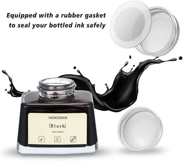 Alt view image 3 of 6 - Asvine Hongdian Fountain Pen Bottled Ink Black, 60ml Fountain Pen Bottled Ink, Non Carbon