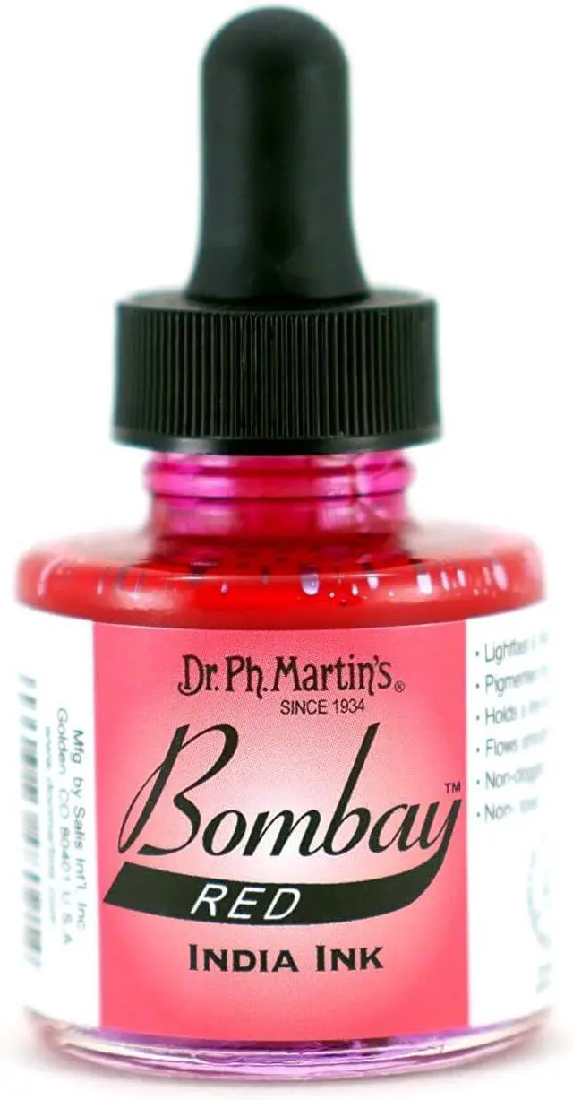 Main image of Dr. Ph. Martin's Bombay India Ink (2BY) Ink Bottle, 1.0 oz, Red, 1 Bottle