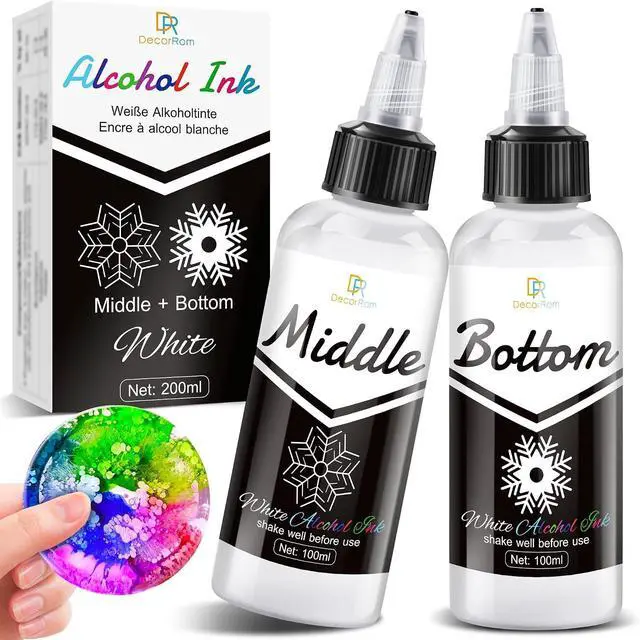 Main image of White Alcohol Ink for Epoxy Resin, 7oz Alcohol Ink, Alcohol Inks for Resin, Concentrated Resin Pigment Alcohol-Based Resin Ink Suitable for Coaster, Tumbler, Resin Artworks and Jewelry Decorations