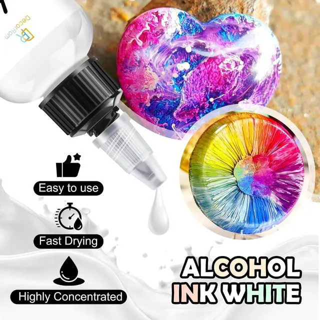 Alt view image 4 of 7 - White Alcohol Ink for Epoxy Resin, 7oz Alcohol Ink, Alcohol Inks for Resin, Concentrated Resin Pigment Alcohol-Based Resin Ink Suitable for Coaster, Tumbler, Resin Artworks and Jewelry Decorations