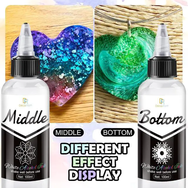 Alt view image 6 of 7 - White Alcohol Ink for Epoxy Resin, 7oz Alcohol Ink, Alcohol Inks for Resin, Concentrated Resin Pigment Alcohol-Based Resin Ink Suitable for Coaster, Tumbler, Resin Artworks and Jewelry Decorations