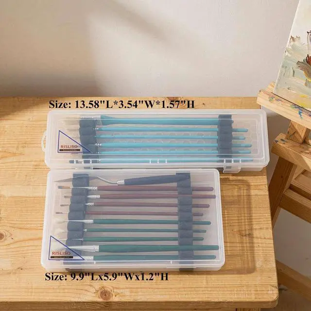Alt view image 2 of 7 - Plastic Paint Brush Case for Artist Long PaintBrush,Hard Travel Miniature Art Watercolor Paint Brush Container Without Brushes - 13 Inch