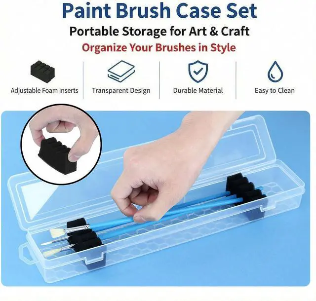 Alt view image 5 of 7 - Plastic Paint Brush Case for Artist Long PaintBrush,Hard Travel Miniature Art Watercolor Paint Brush Container Without Brushes - 13 Inch