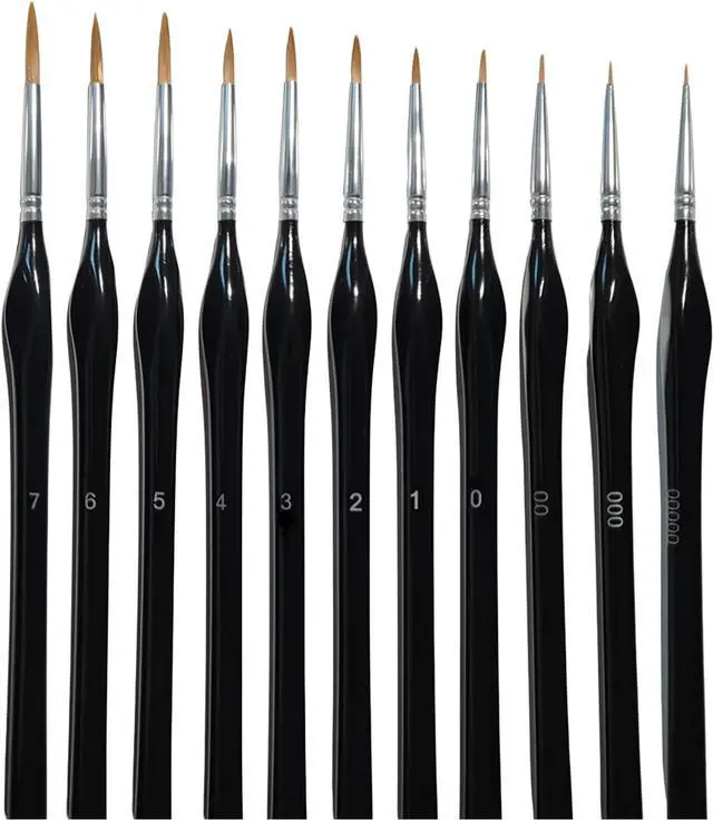 Main image of 11PCs Miniature Detail Paint Brushes Set with Triangular Handles, Made Nylon bristles. Ideal for DIY Projects Including Watercolor, face Painting, Acrylic, Oils, Paint by Numbers, 40K(Black)