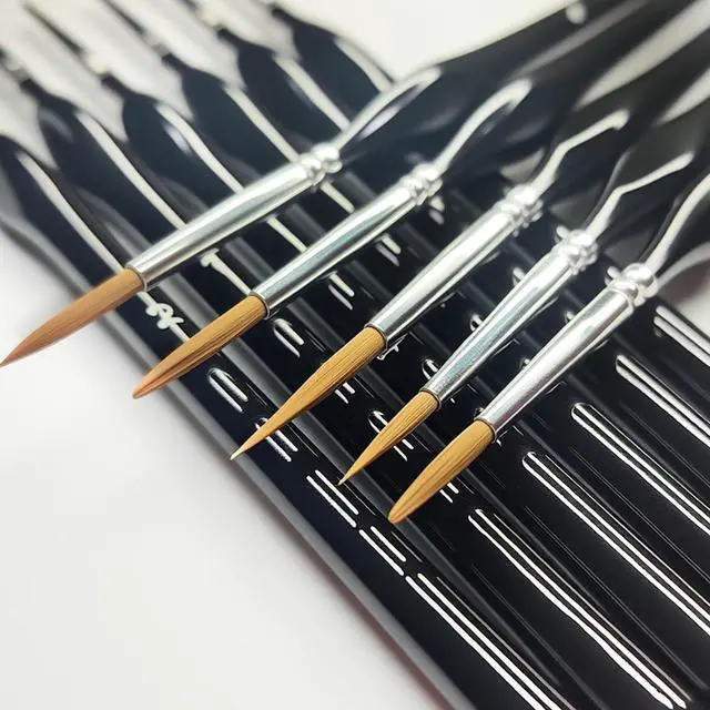 Alt view image 3 of 7 - 11PCs Miniature Detail Paint Brushes Set with Triangular Handles, Made Nylon bristles. Ideal for DIY Projects Including Watercolor, face Painting, Acrylic, Oils, Paint by Numbers, 40K(Black)