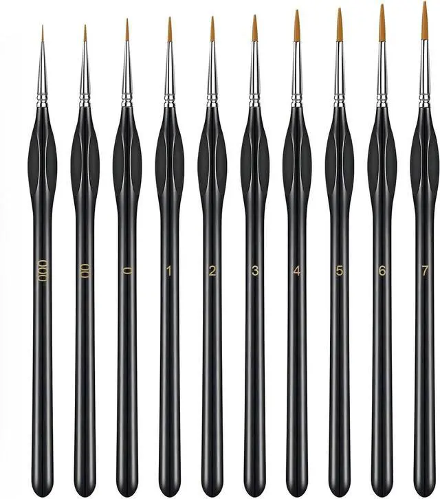 Main image of 10Pcs Micro Paint Brushes Set with Triangular Handles, for Acrylic, Watercolor, Crafts, Models