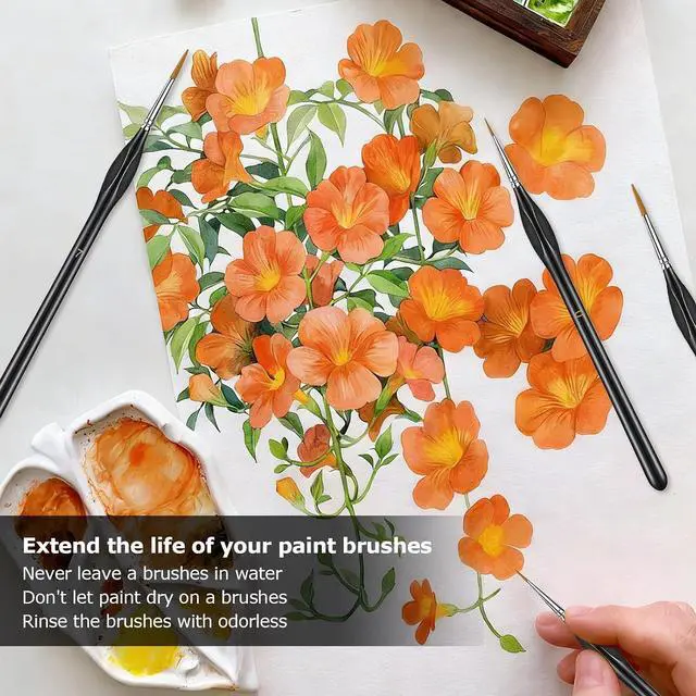 Alt view image 3 of 5 - 10Pcs Micro Paint Brushes Set with Triangular Handles, for Acrylic, Watercolor, Crafts, Models